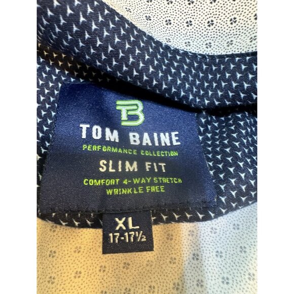 Tom Baine Performance Collection Shirt White Geometric 4 Way Stretch XL 17-17.5 - Picture 3 of 11